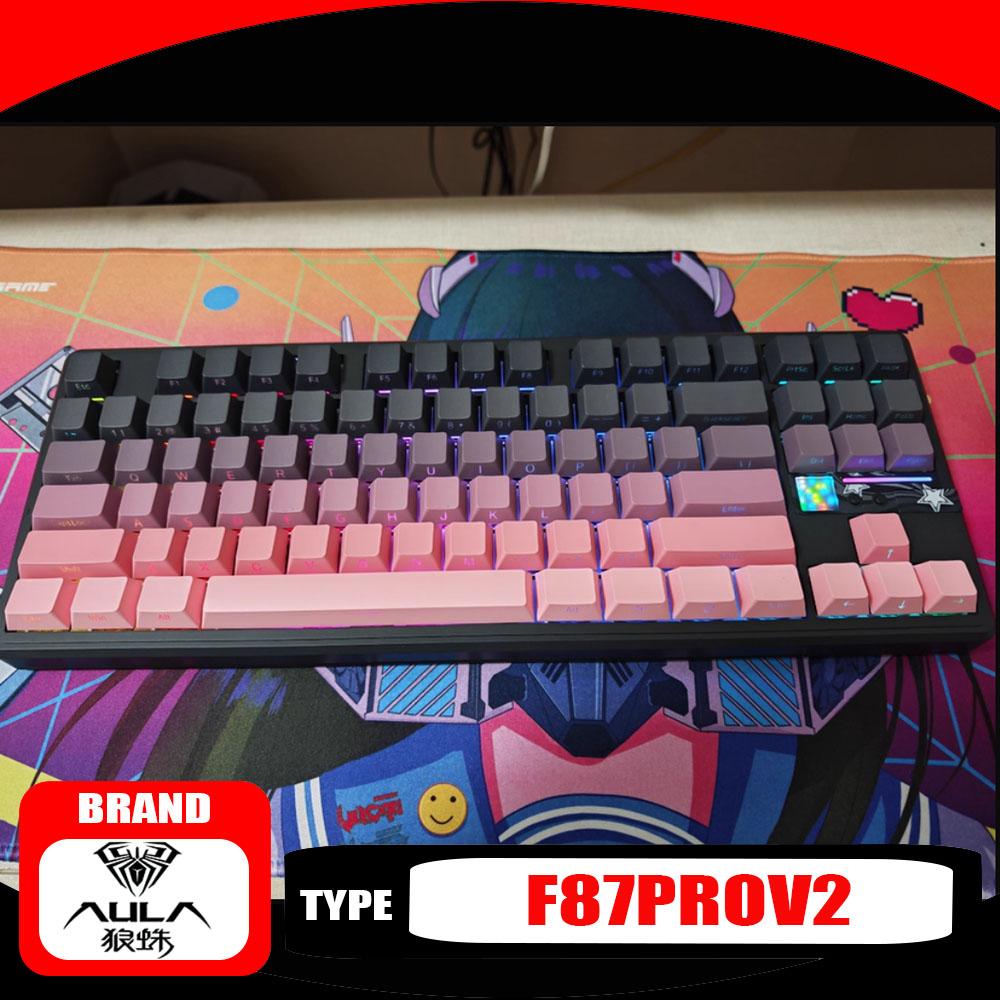 Keyboard Gaming Mac - Klawiatura mechaniczna AULA F87ProV2, trójtrybowa, bezprzewodowa,
