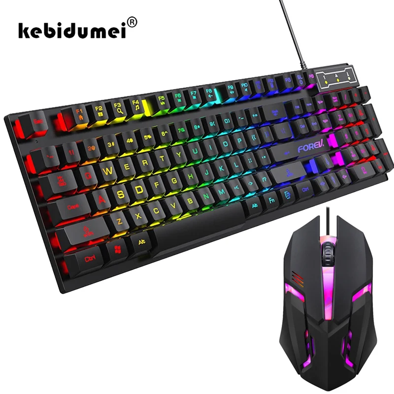 Gaming Keyboard Mouse And Headset Combo - 104-klawiszowa podświetlana mechaniczna klawiatura przewodowa do